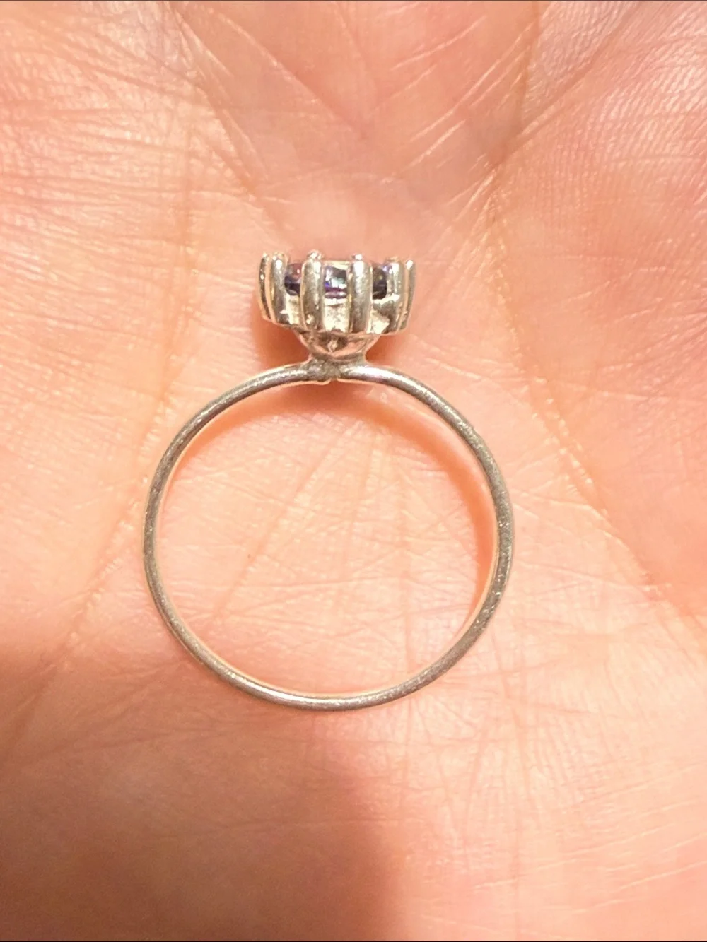950 silver ring with blue-green mystical topaz Sz 8 Made in Peru